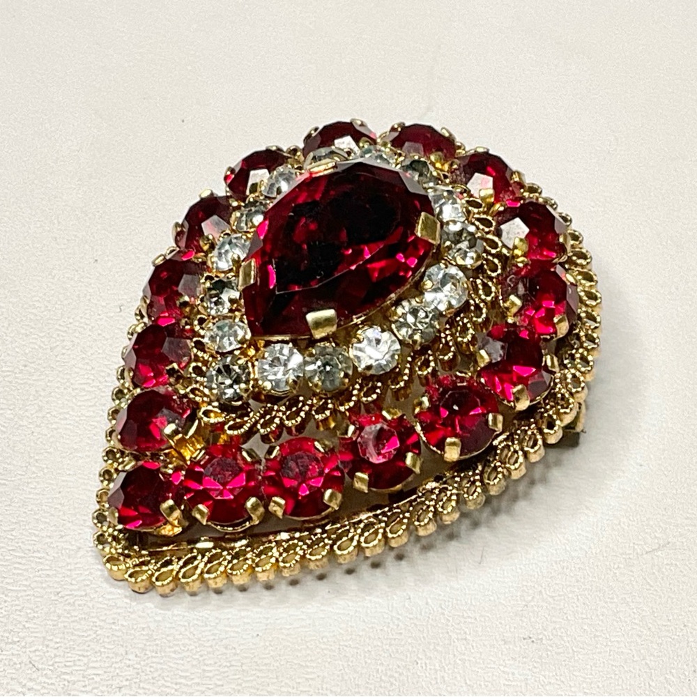 Vintage Austria Signed Rhinestone Brooch Costume Jewelry